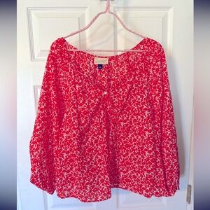 Universal Thread Red and White 3/4 Sleeve Blouse, size M